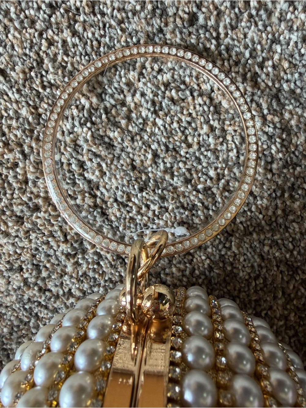 Pearl and Rhinestone Encrusted Gold Orb Evening Bag - Picture 12 of 13